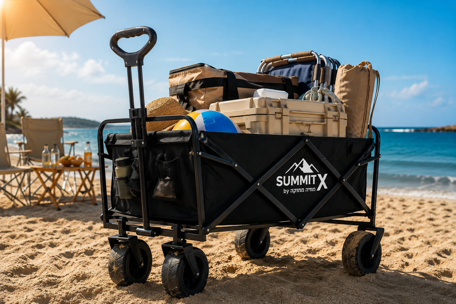 עגלת חוף SummitX PRO — עד 100 ק״ג לאירועים